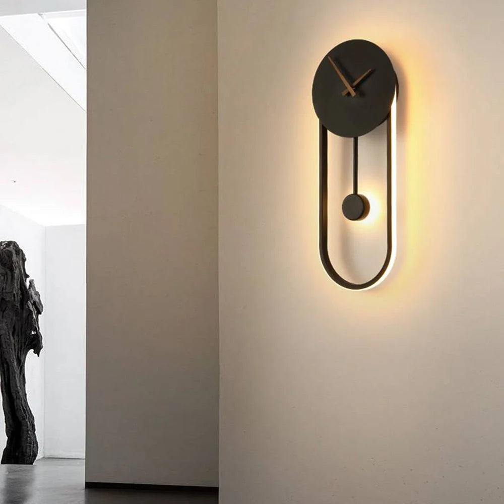 Wall Lamp | Hardwired LED Light & Battery Clock