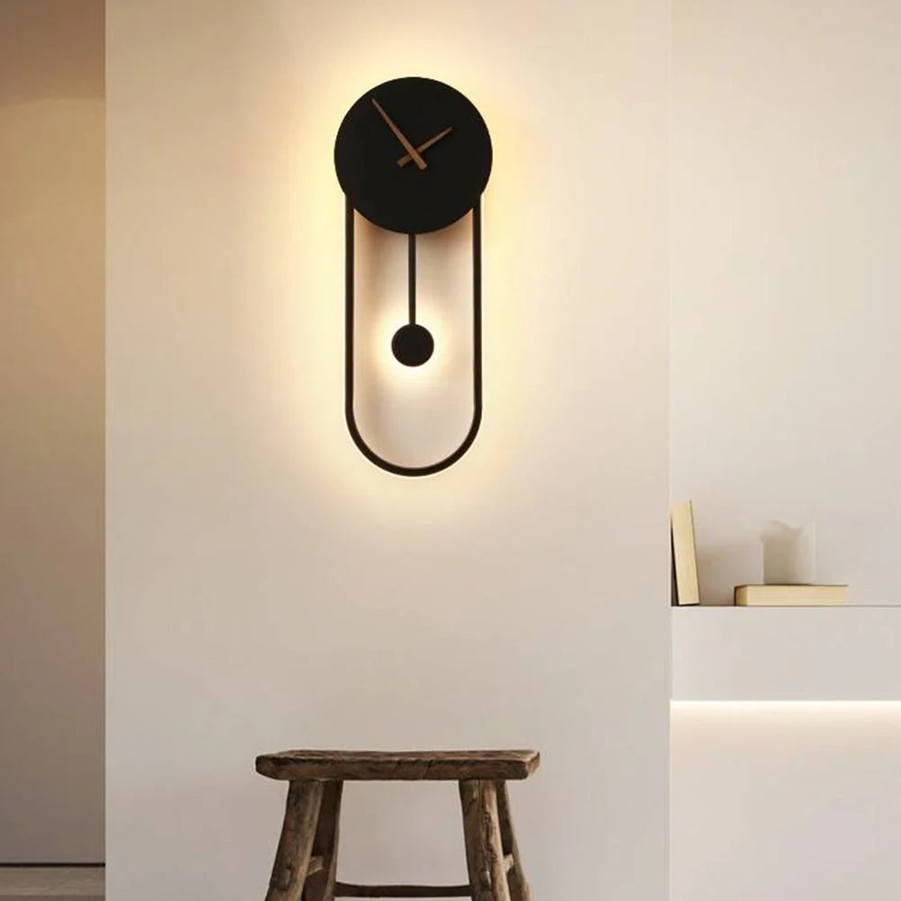 Wall Lamp | Hardwired LED Light & Battery Clock