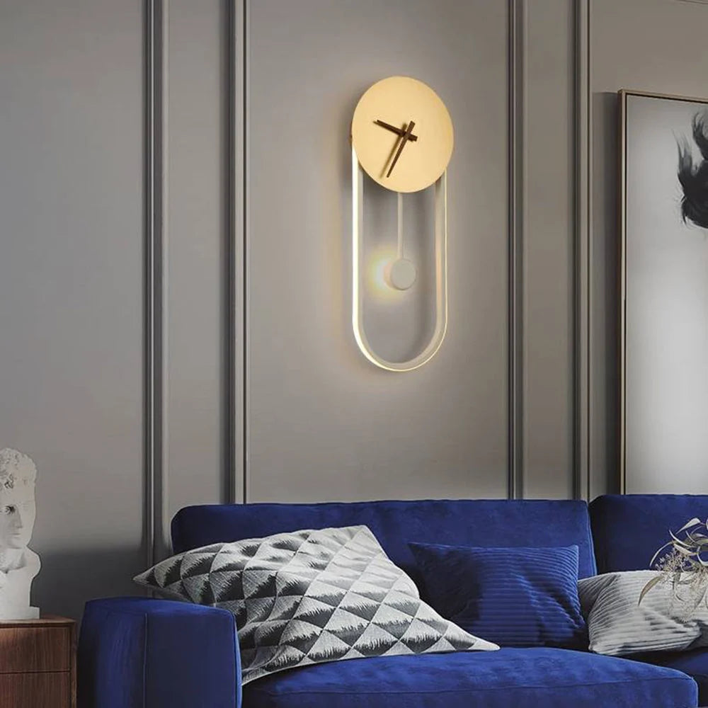Wall Lamp | Hardwired LED Light & Battery Clock