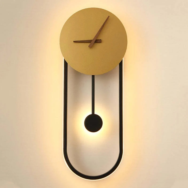 Wall Lamp | Hardwired LED Light & Battery Clock