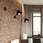 Wall Lamp | Metal Cone Shade & Adjustable Swing Arm | Black & Gold