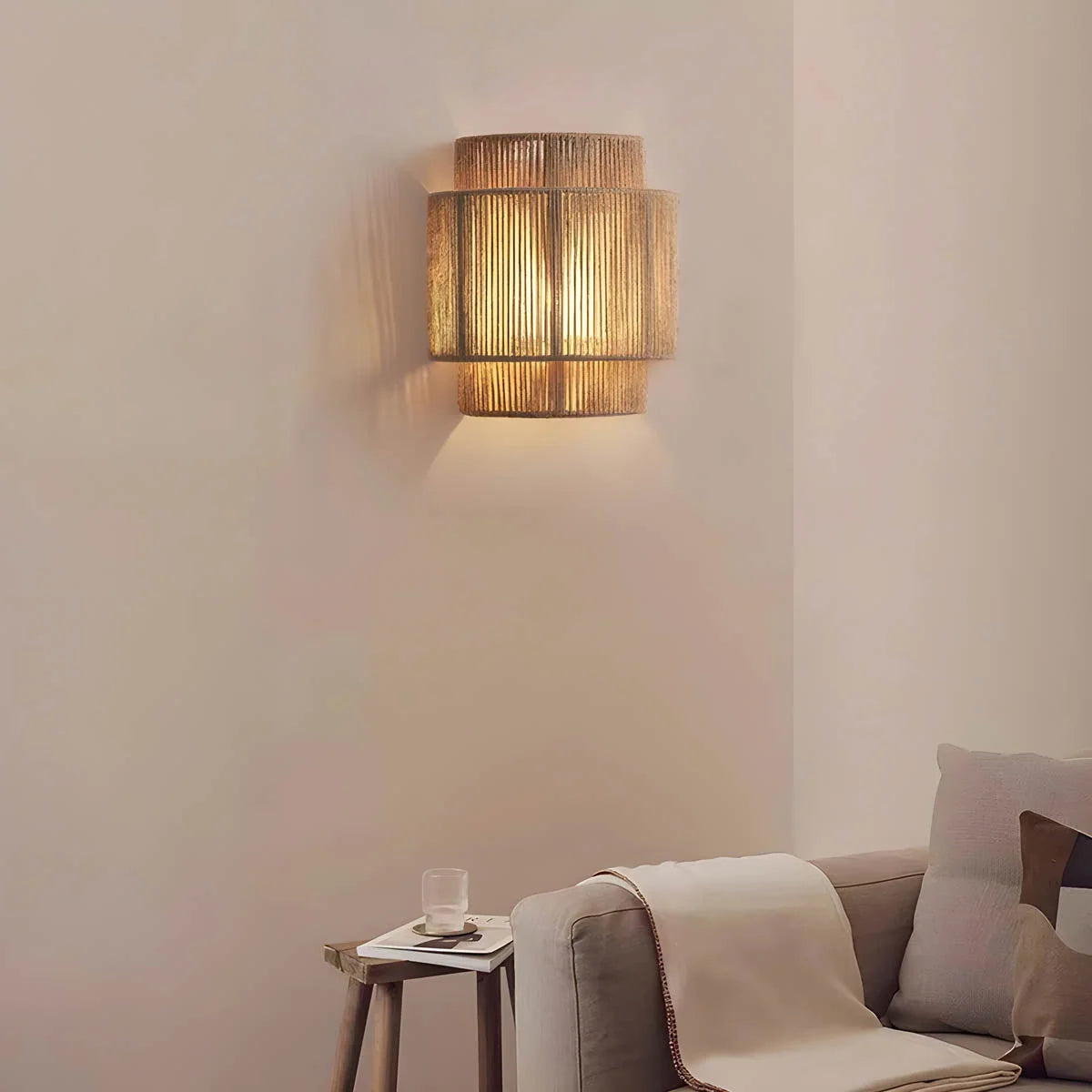 Wall Lamp | Natural Rope & Warm LED Glow | E27 Bulb Included