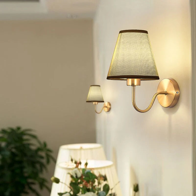 Wall Lamp | Nordic Fabric Shade & Galvanized Metal | Hardwired