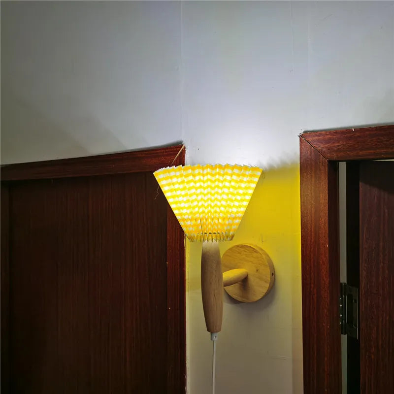 Wall Lamp | Nordic Pleated Fabric Shade | LED Included