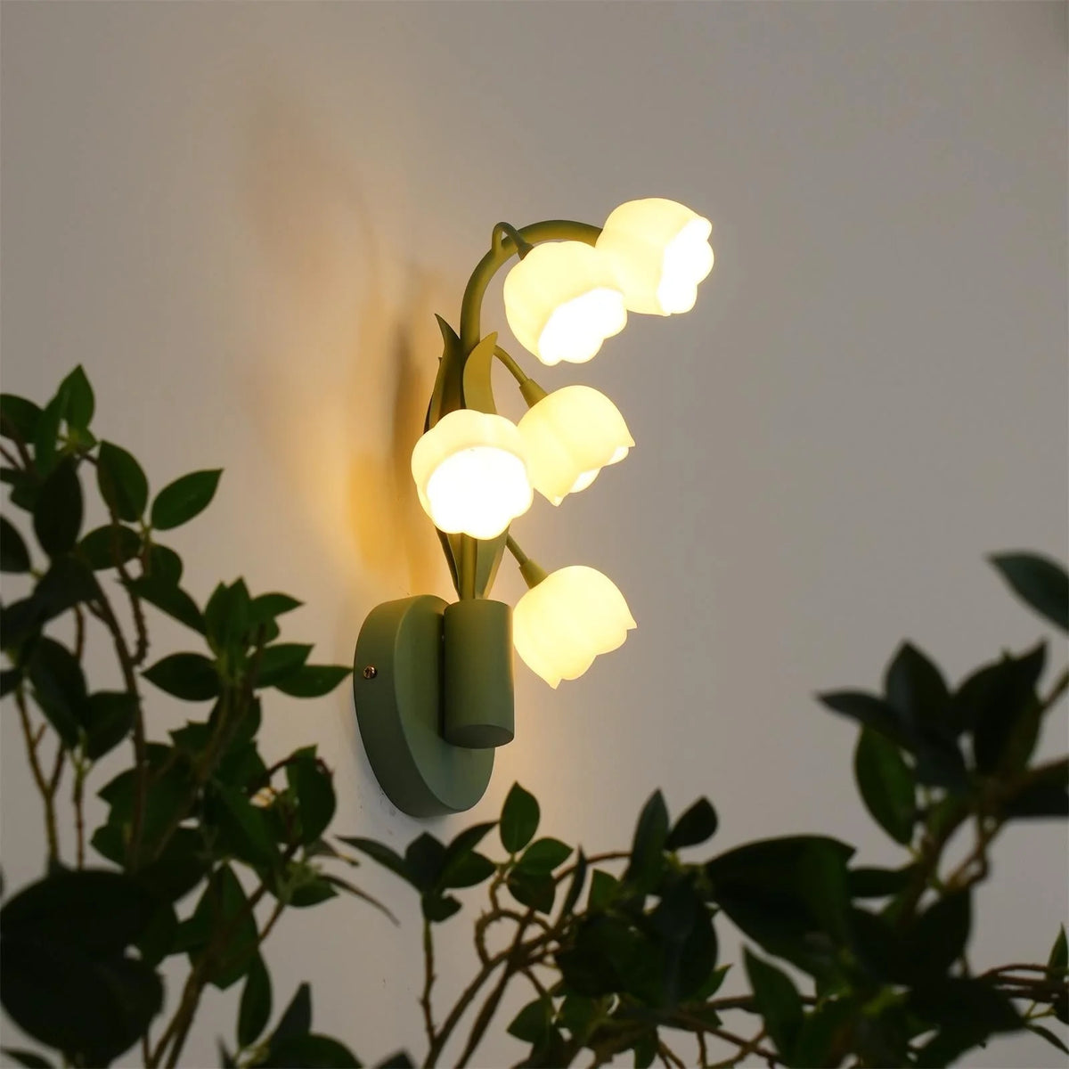 Wall Lamp | Orchid Floral Design & Metal Frame | Hardwired