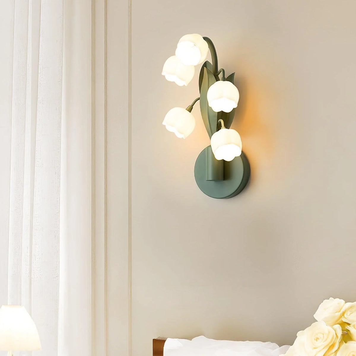 Wall Lamp | Orchid Floral Design & Metal Frame | Hardwired
