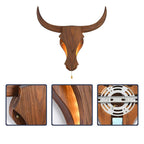 Wall Lamp | Rustic Solid Wood Cow Head & Built-In LED | 52 cm Wide