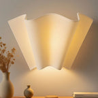 Wall Lamp | Scalloped Linen Shade & Dimmable | E26/E27 Compatible
