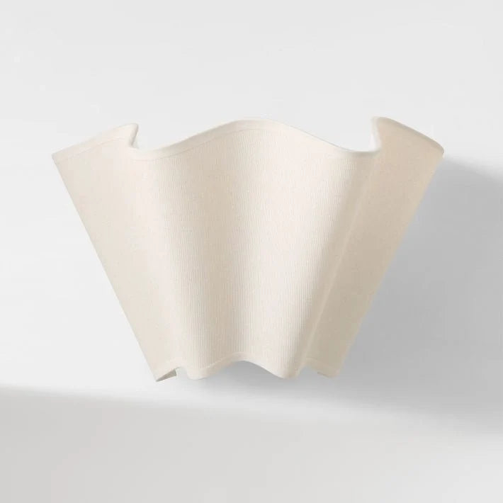Wall Lamp | Scalloped Linen Shade & Dimmable | E26/E27 Compatible