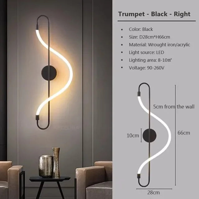 Wall Light | Integrated Warm White LED Iron & Acrylic | Matte Black