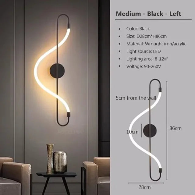 Wall Light | Integrated Warm White LED Iron & Acrylic | Matte Black
