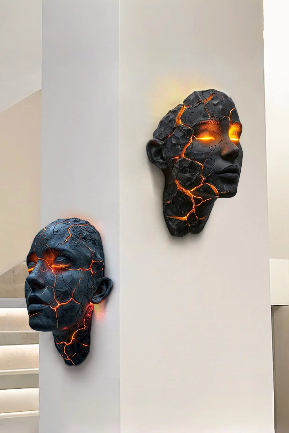 Wall Light | Lava Crack Effect & Glowing Eyes | 20 cm