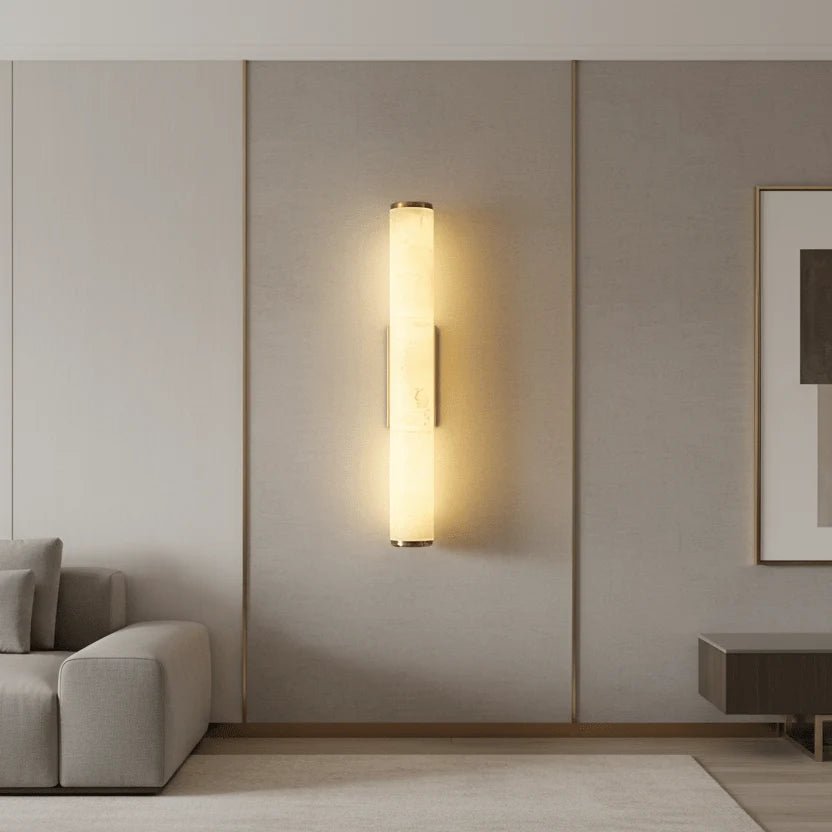 Wall Light | Marble-Effect & Copper Trim | Warm White LED