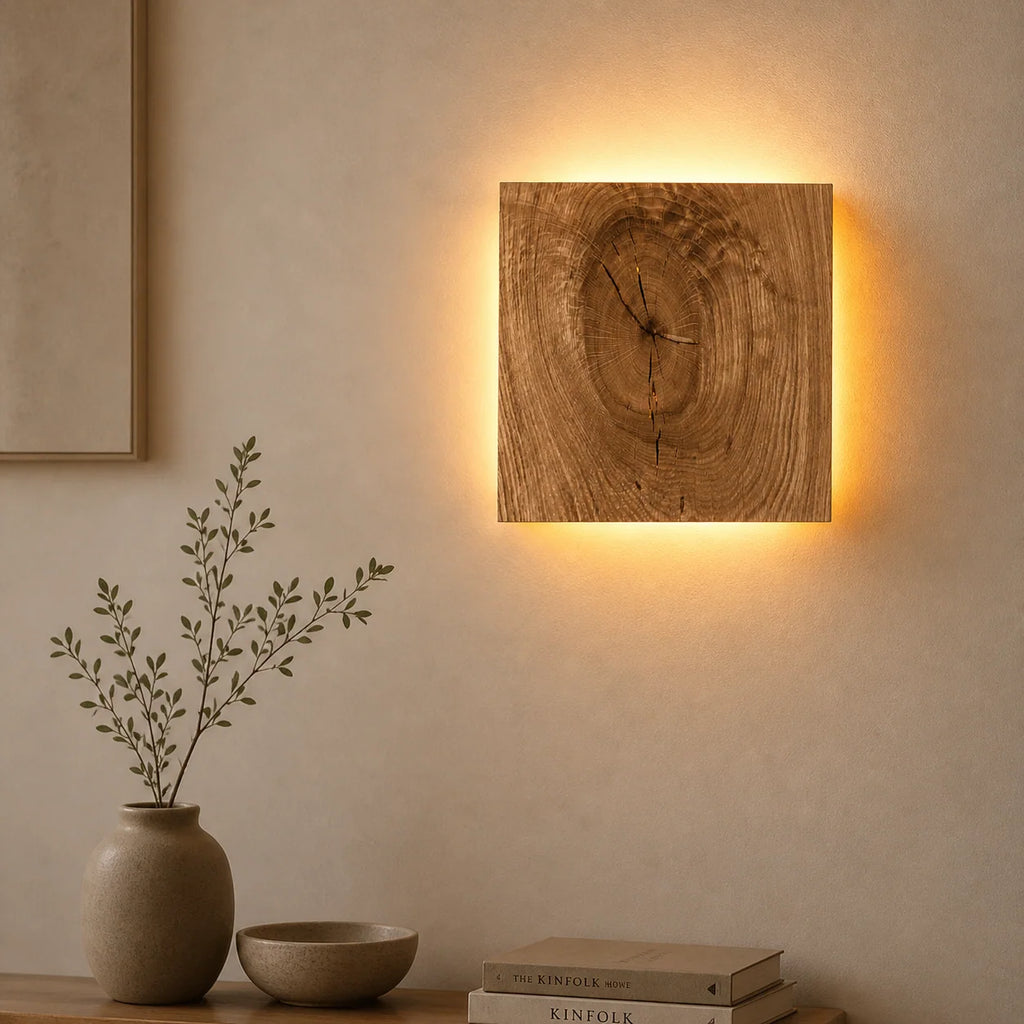 Wall Light | Square Wood-Effect Design | Indirect Lighting