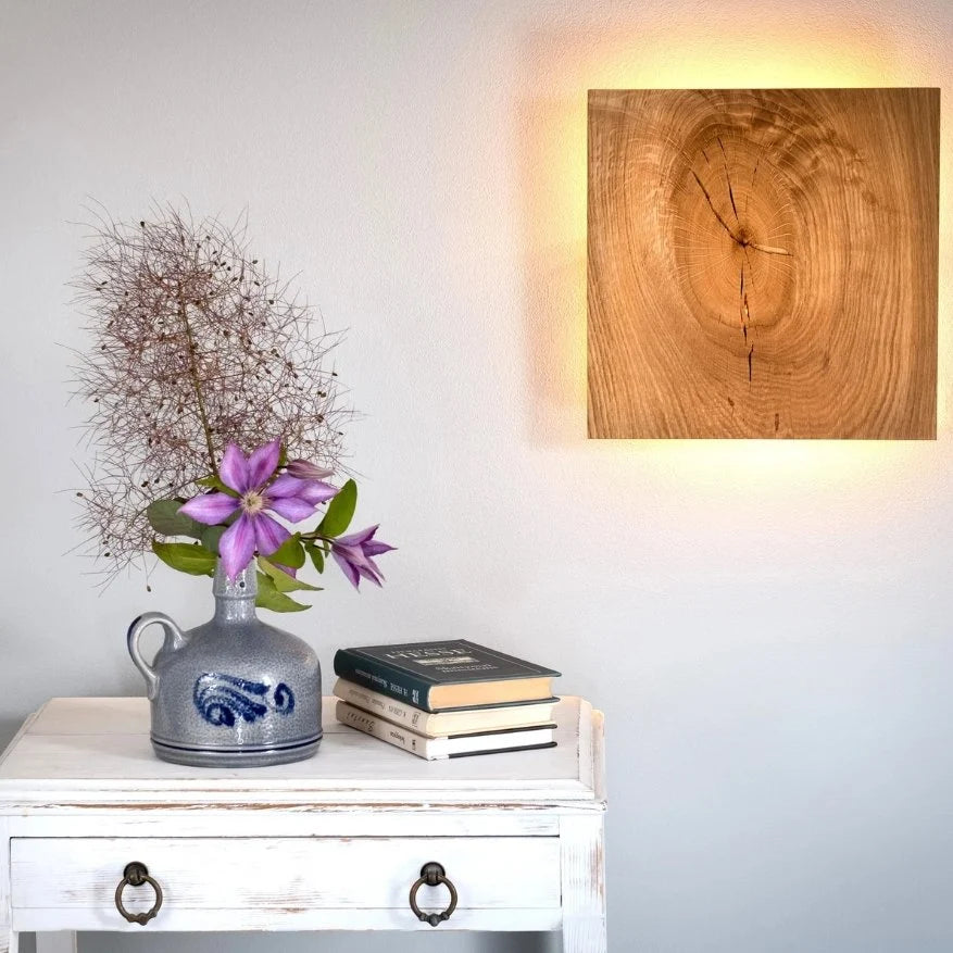 Wall Light | Square Wood-Effect Design | Indirect Lighting