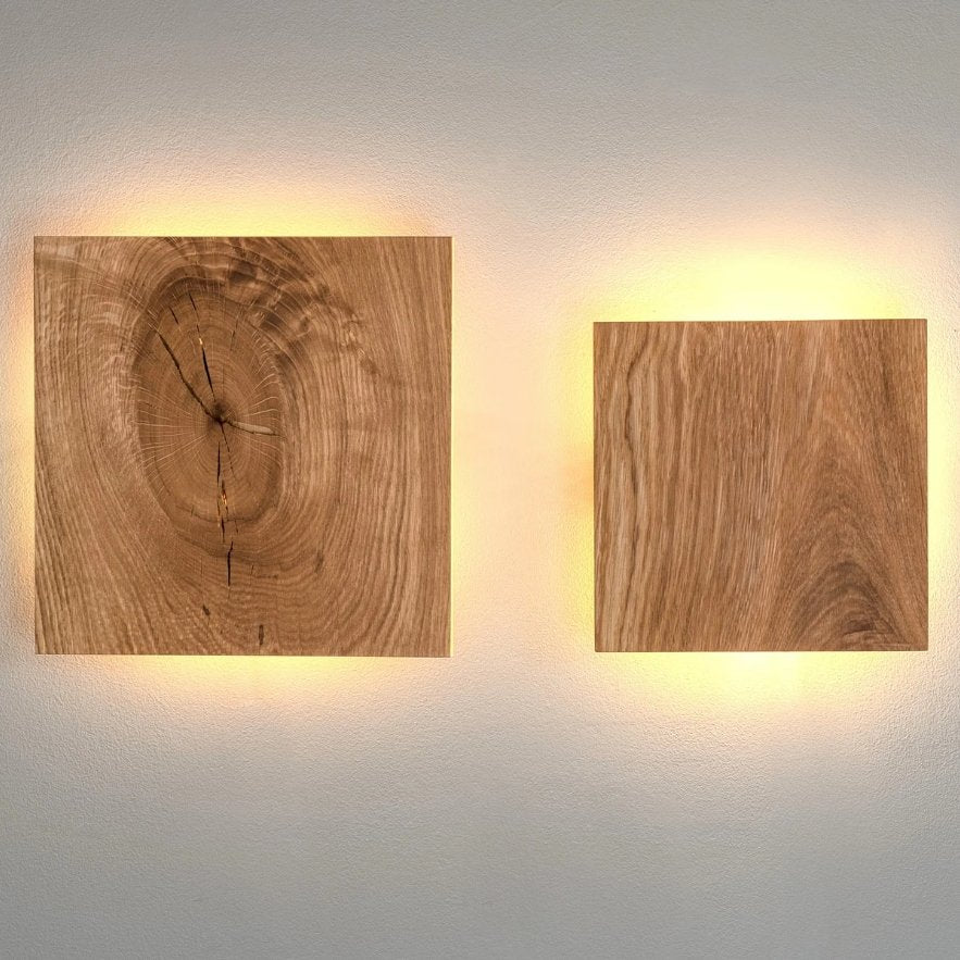 Wall Light | Square Wood-Effect Design | Indirect Lighting