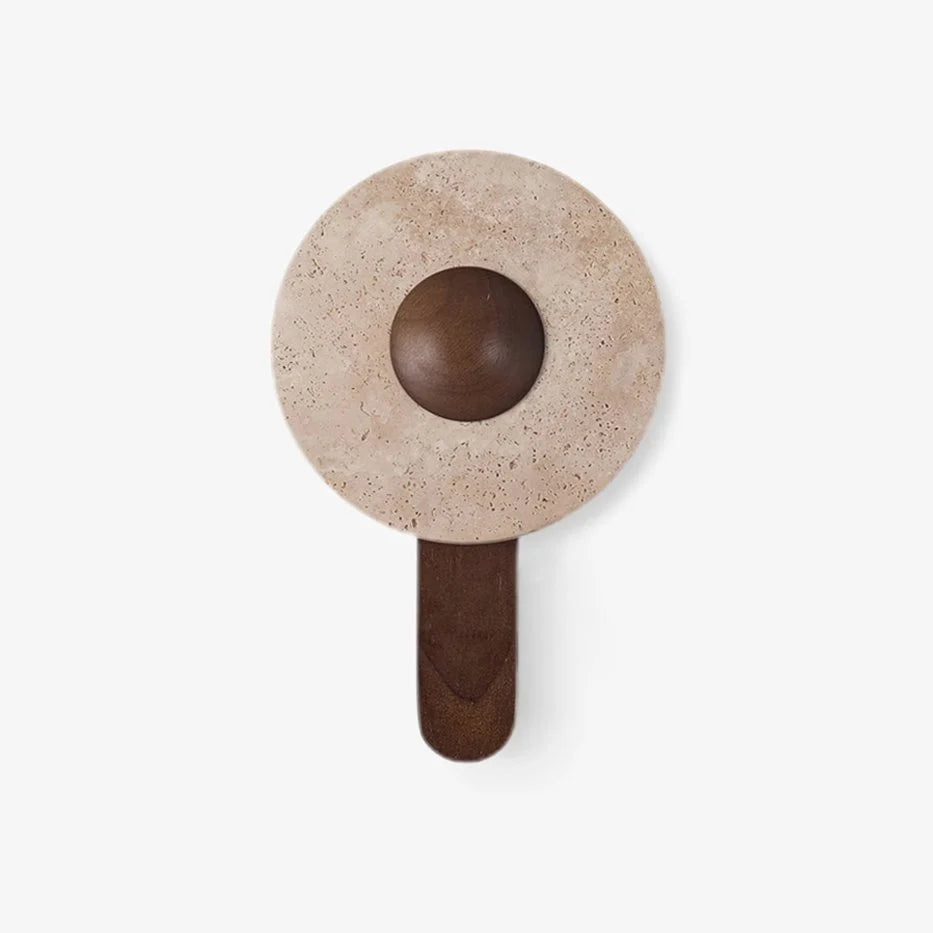 Wall Light | Travertine Shade & Solid Wood