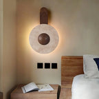 Wall Light | Travertine Shade & Solid Wood