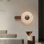 Wall Light | Travertine Shade & Solid Wood