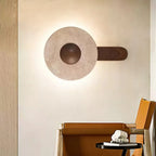 Wall Light | Travertine Shade & Solid Wood