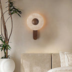 Wall Light | Travertine Shade & Solid Wood