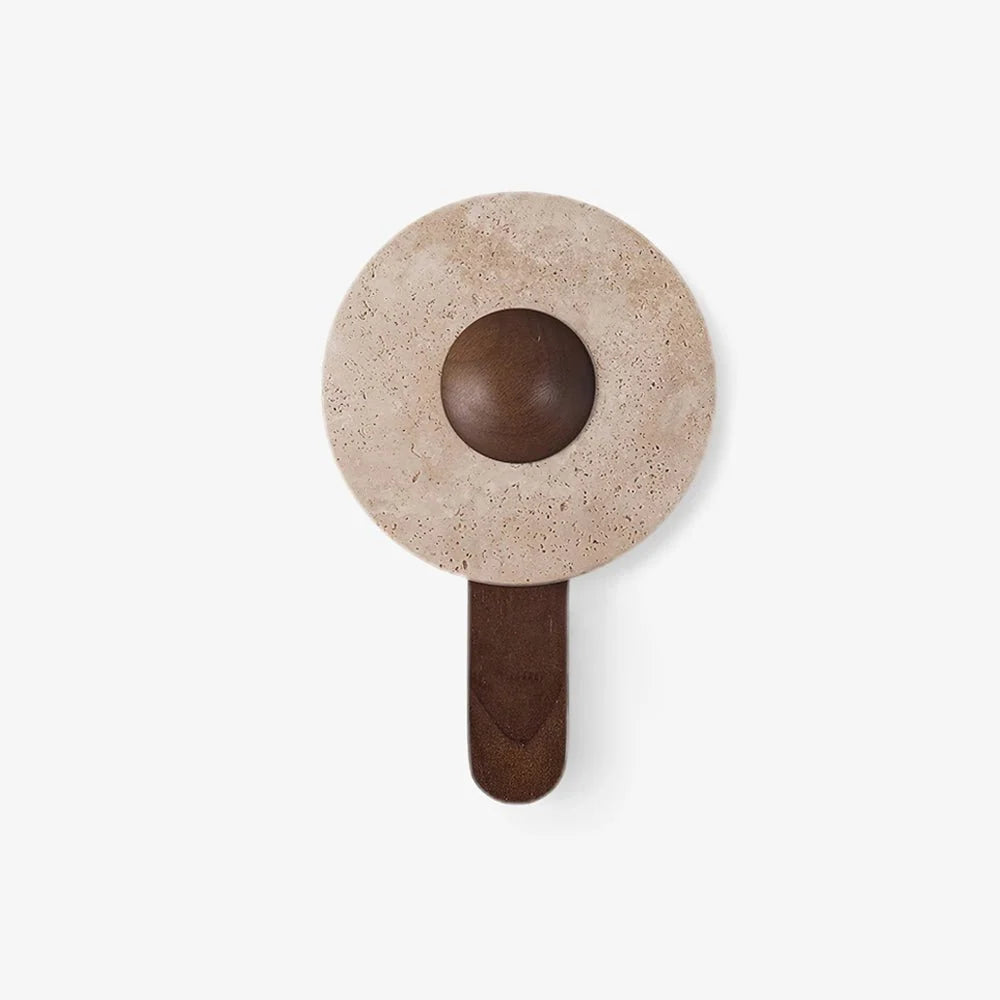Wall Light | Travertine Shade & Solid Wood