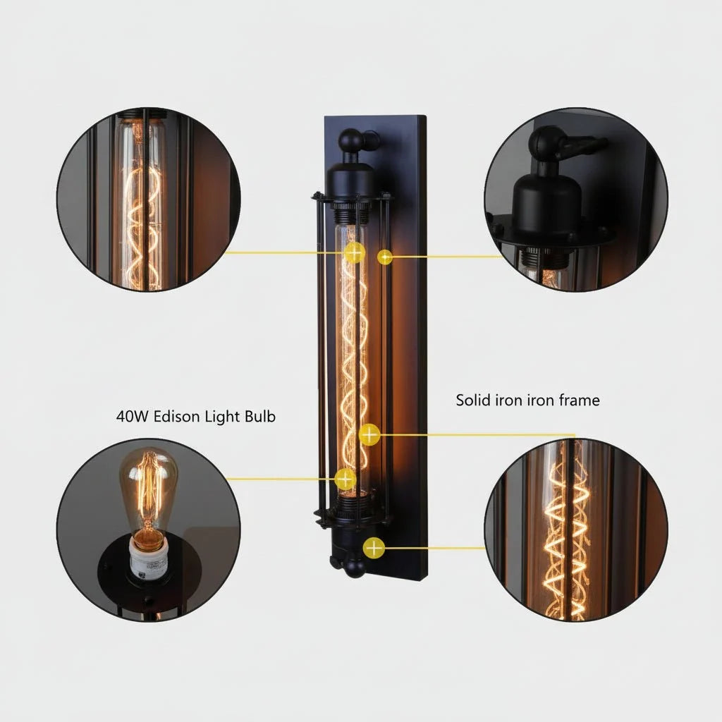 Wall Light | Vintage LED Design & Warm Light | 45 x 15 cm