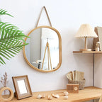 Wall Mirror | Oval Wooden Frame | 45 x 39 cm
