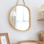 Wall Mirror | Oval Wooden Frame | 45 x 39 cm
