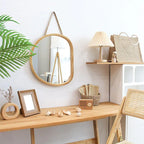 Wall Mirror | Oval Wooden Frame | 45 x 39 cm