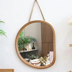 Wall Mirror | Oval Wooden Frame | 45 x 39 cm