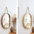 Wall Mirror | Oval Wooden Frame | 45 x 39 cm