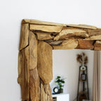 Wall Mirror | Recycled Teak Frame & Vertical/Horizontal Mounting | 71 x 51 cm