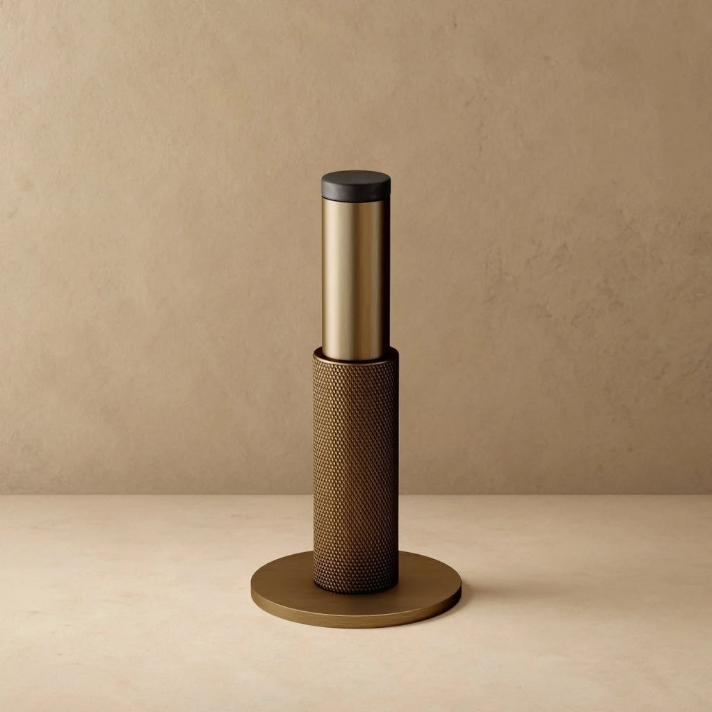Wall-Mounted Door Stopper | Solid Brass & Rubber Bumper