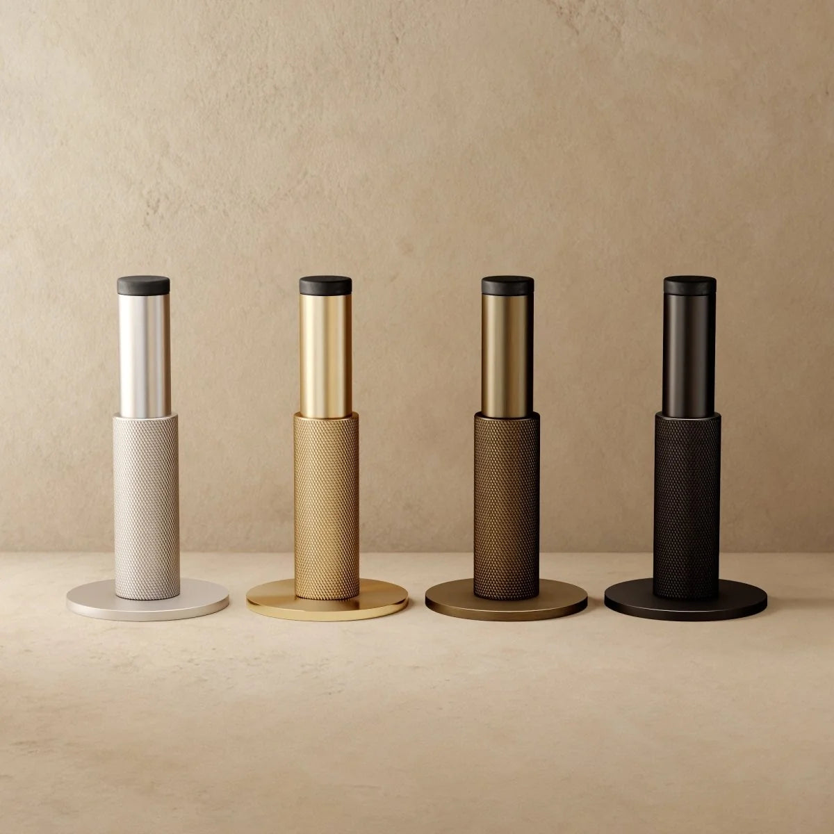 Wall-Mounted Door Stopper | Solid Brass & Rubber Bumper