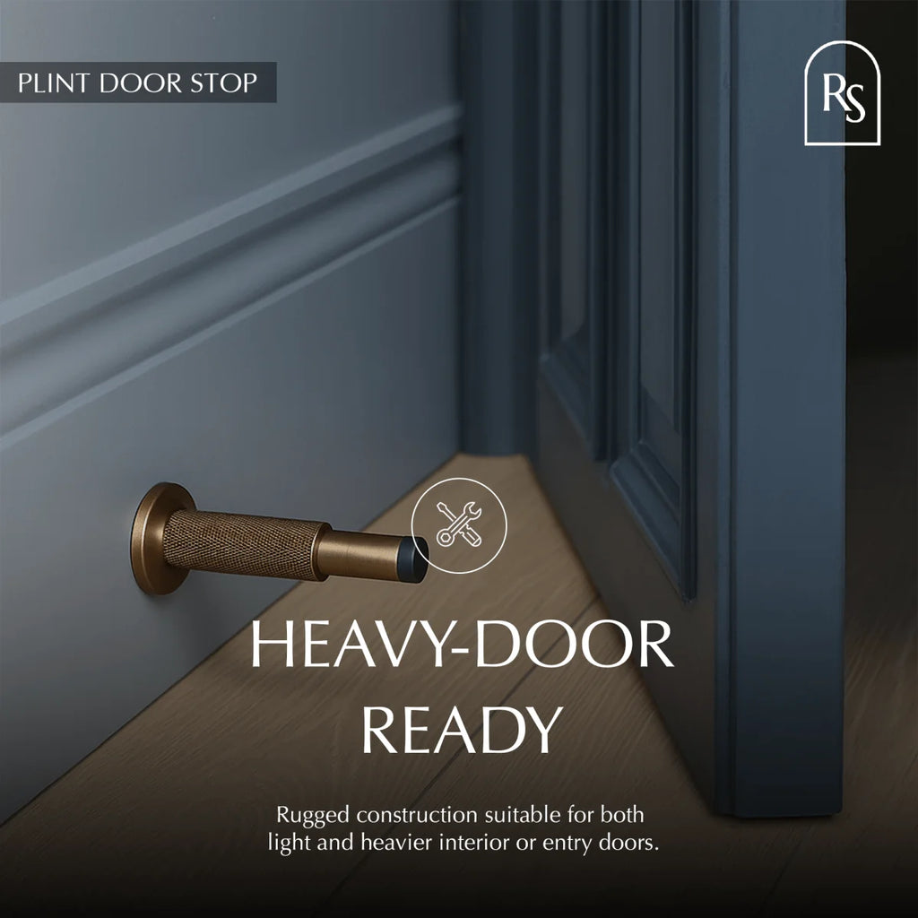 Wall-Mounted Door Stopper | Solid Brass & Rubber Bumper