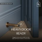 Wall-Mounted Door Stopper | Solid Brass & Rubber Bumper