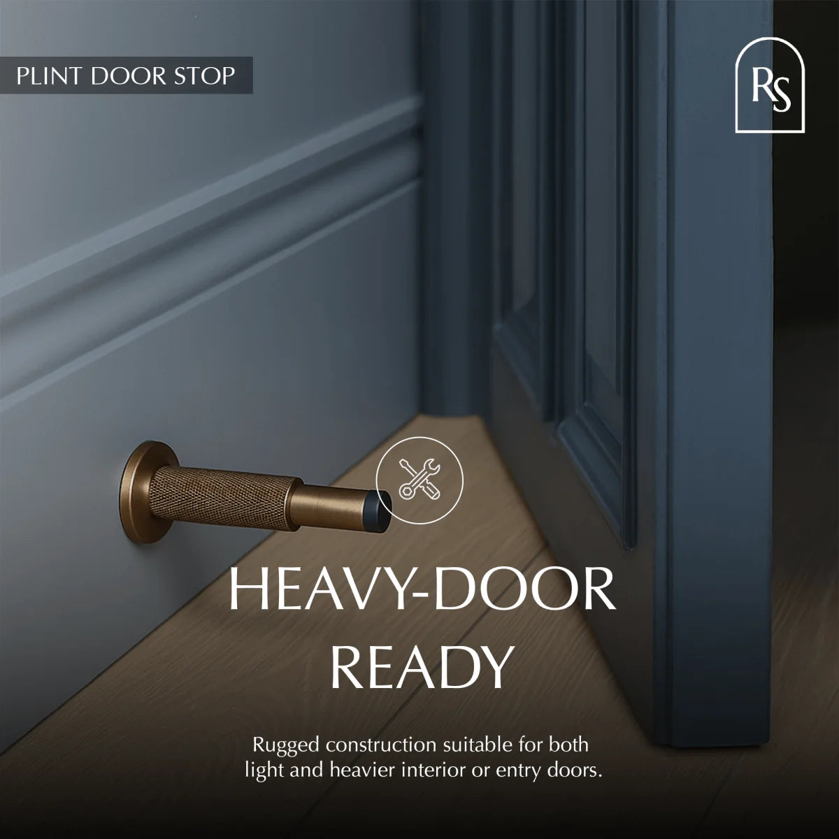 Wall-Mounted Door Stopper | Solid Brass & Rubber Bumper