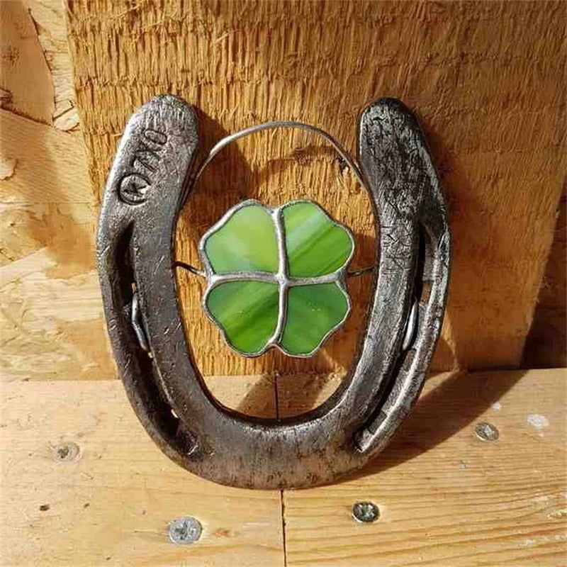 Wall Ornament | Handcrafted Iron & Four-Leaf Clover Design | 10 × 10 cm