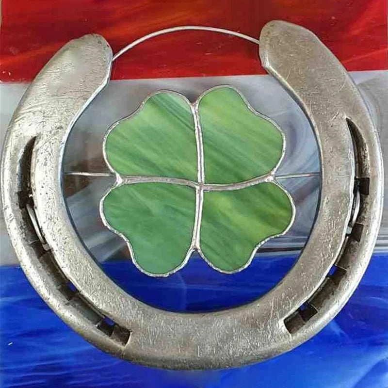 Wall Ornament | Handcrafted Iron & Four-Leaf Clover Design | 10 × 10 cm