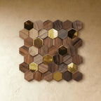 Wall Panel | Solid Wood Hexagonal Mosaic | Walnut Finish