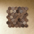Wall Panel | Solid Wood Hexagonal Mosaic | Walnut Finish