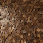 Wall Panel | Solid Wood Hexagonal Mosaic | Walnut Finish