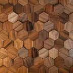 Wall Panel | Solid Wood Hexagonal Mosaic | Walnut Finish