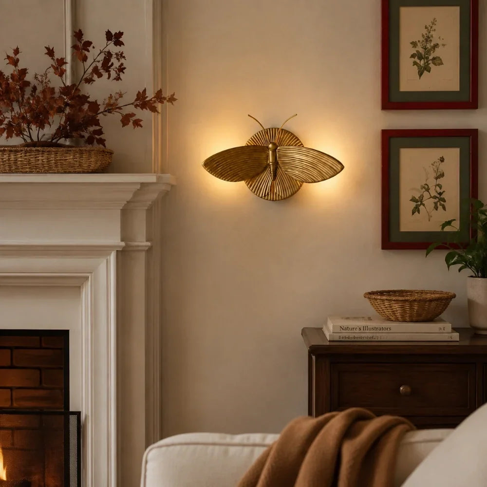 Wall Sconce | Art Deco Moth Design | Resin Construction & Vintage Style