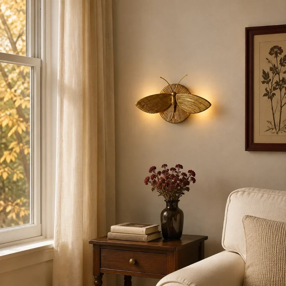 Wall Sconce | Art Deco Moth Design | Resin Construction & Vintage Style