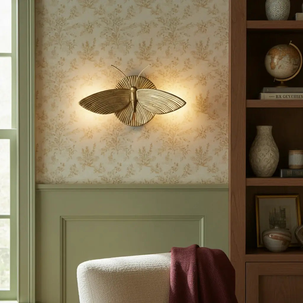 Wall Sconce | Art Deco Moth Design | Resin Construction