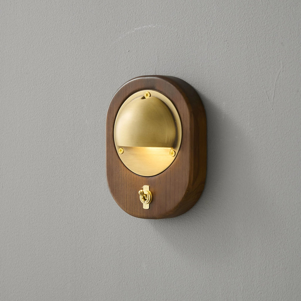 Wall Sconce | Ash Wood & Brass Shade | Compact Accent Lighting