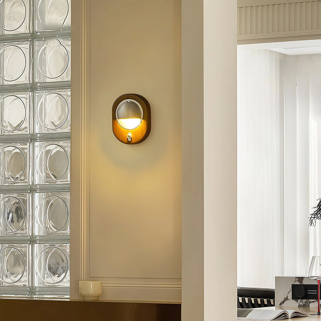 Wall Sconce | Ash Wood & Brass Shade | Compact Accent Lighting