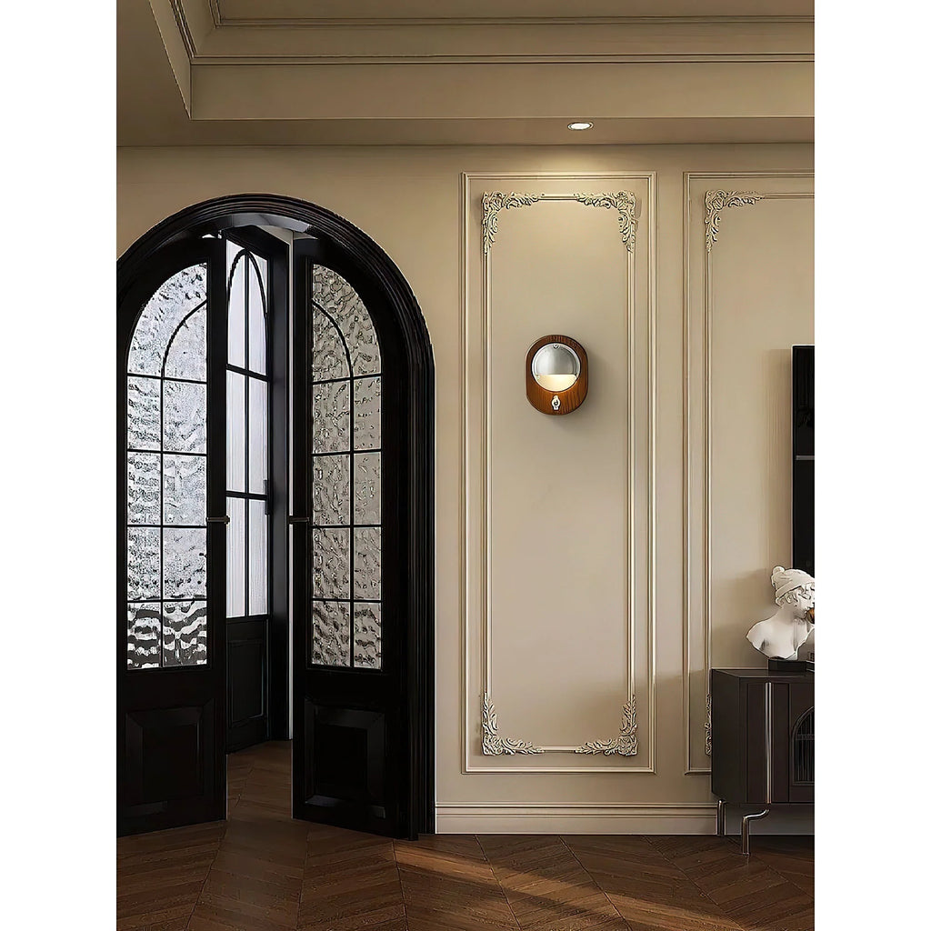 Wall Sconce | Ash Wood & Brass Shade | Compact Accent Lighting